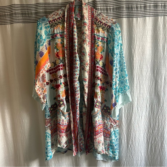 Johnny Was Colorful Floral Open Cardigan - Picture 2 of 8